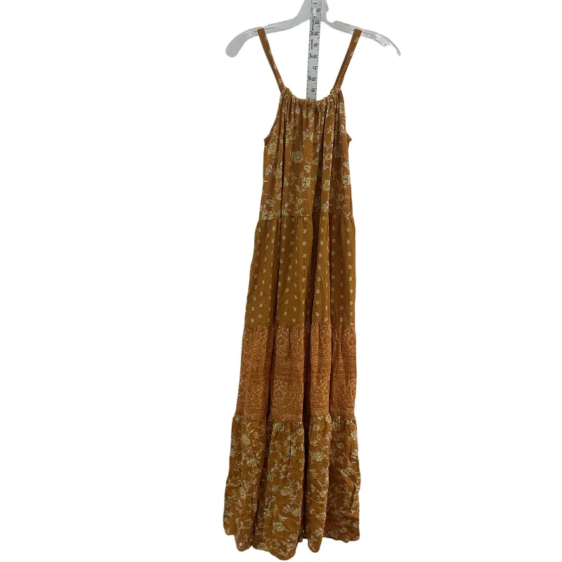 Savings Bonanza Wonderly Brown & Cream Floral Women's Long Sundress, Rayon, Size L - Preowned