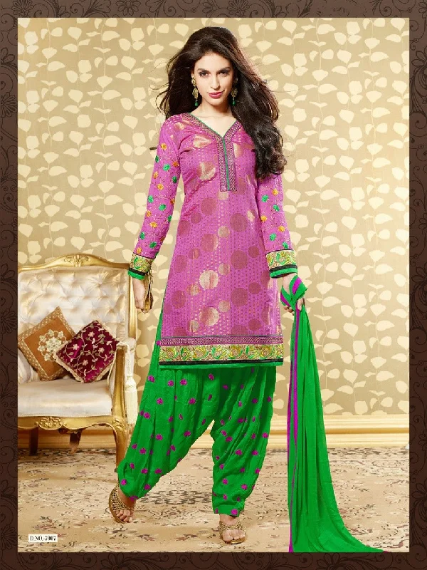 Must-Have Deals Lovely Pink and Green Salwar Kameez (D. No. 7007)