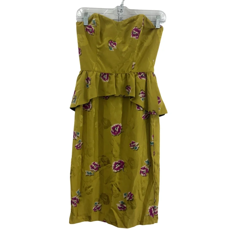 Factory Direct Sale COREY Silk Midi Pencil Dress Women's Floral Peplum Dark Yellow/Pink Size 2 NWT Factory Direct Sale COREY Silk Midi Pencil Dress Women's Floral Peplum Dark Yellow/Pink Size 2 NWT