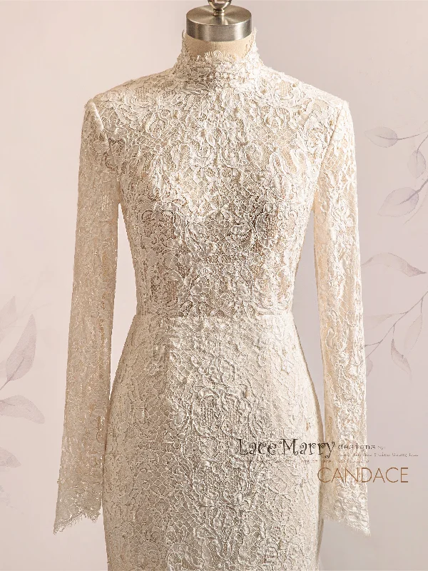 Deal Zone CANDACE / Turtleneck Full Lace Wedding Dress