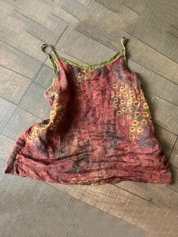 Must-Have Deals Plus Size Women Summer Vintage Print 100%Ramie Vest PP1052