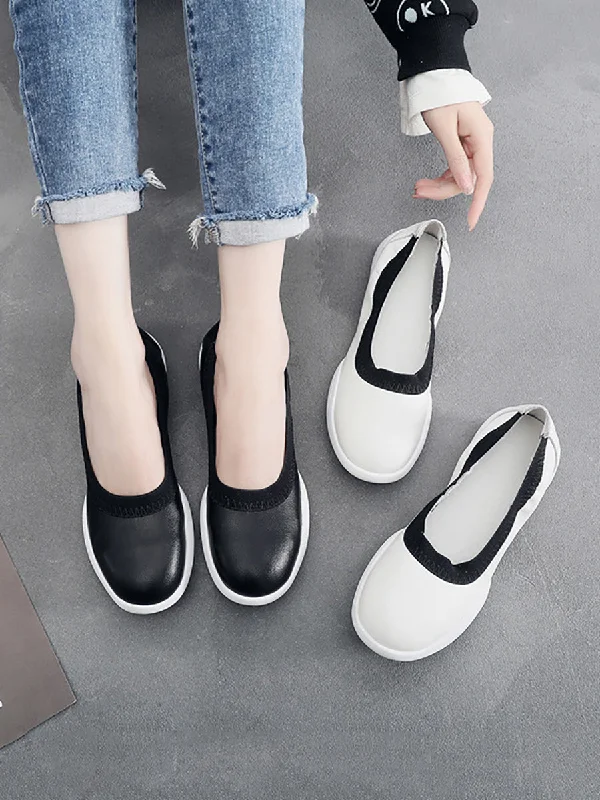 New Arrival Women Summer Casual Leather Solid Low-Heel Shoes UI1017
