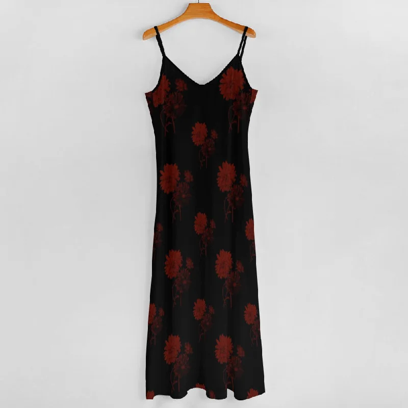 Referral Discount Red Roses Sling Ankle Long Dress