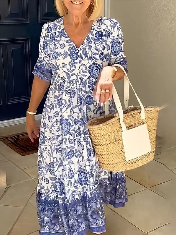 Overstock Vacation Floral Ruched Dress UU20