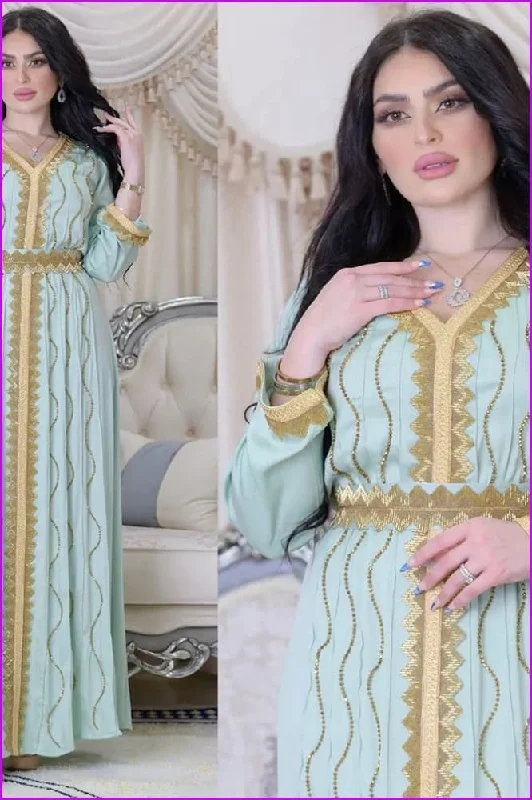 Epic Deals Elegant Hot Drilling Patchwork Long Sleeve Maxi Dress
