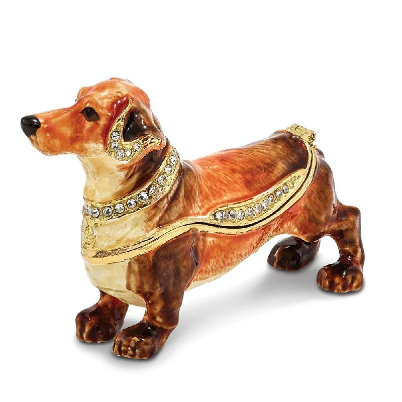 Savings Event Bejeweled Dachshund Trinket Box with Charm Pendant