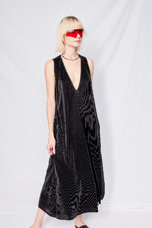 Limited Stock Black Micropleat Trapeze Dress