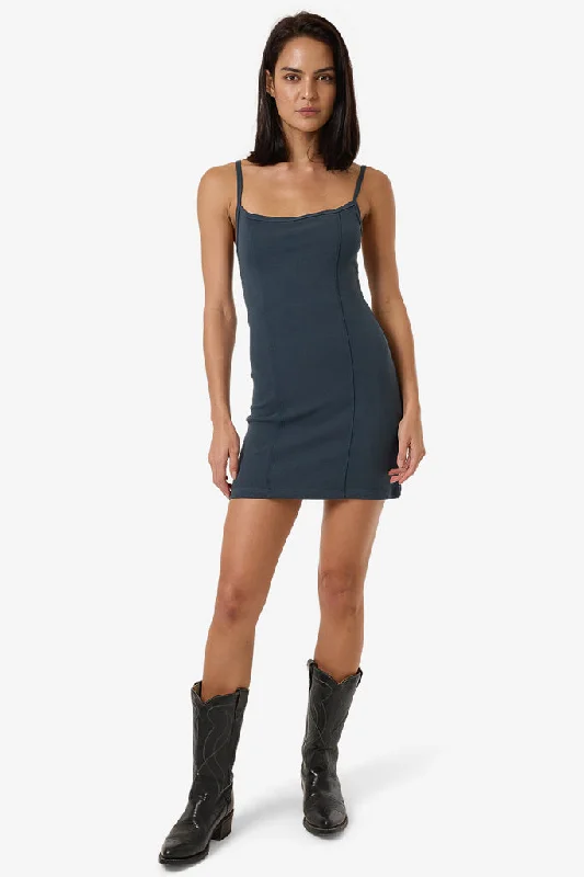 Referral Discount Thrills Rib Seam Mini Dress Dark Slate