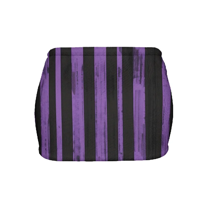 Deal Dash Purple Stripes Slinky Micro Mini Skirt