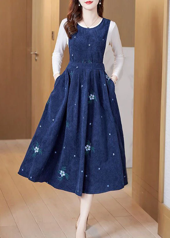 Epic Deals Women Embroideried Slim Fit Corduroy A Line Dress Two Pieces Set Spring AC2032 Epic Deals Women Embroideried Slim Fit Corduroy A Line Dress Two Pieces Set Spring AC2032