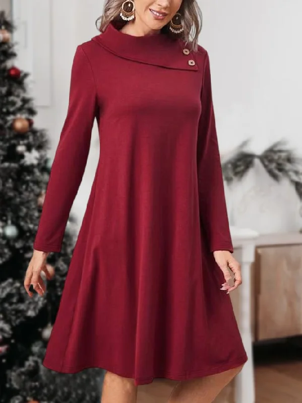 Buy Now Loose Buttoned Crew Neck Urban Dress PJ49