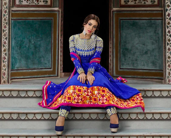 Limited Time Elegant Long Blue Ready-made Anarkali