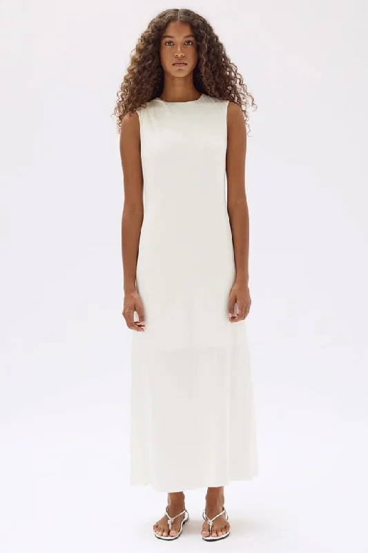 Savings Bonanza Assembly Leah Asymmetric Drape Maxi Dress Cream