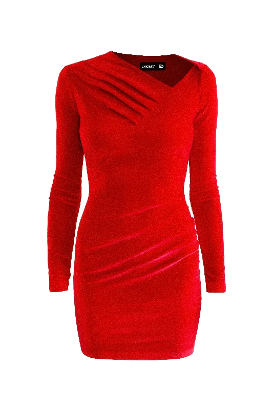 Hot Deal Tucked Velvet Dress