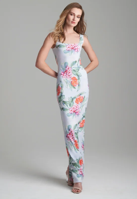 Clearance Items Caterina Long Stretch Knit Dress in Eden