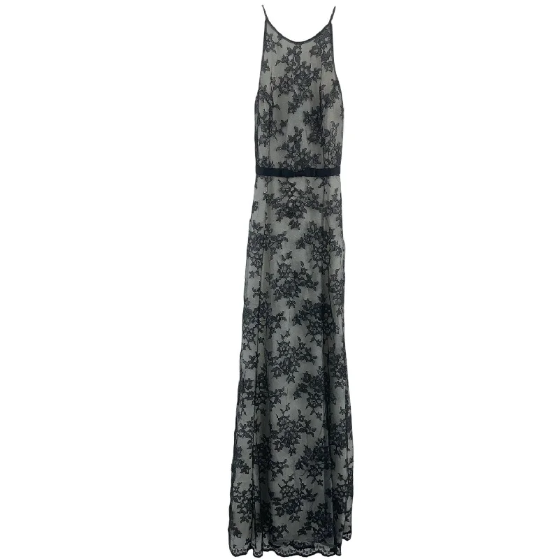 Closeout Sale Gaskins Neiman Marcus VTG Black Lace Maxi Gown Dress Silk Poly Women’s Size 6