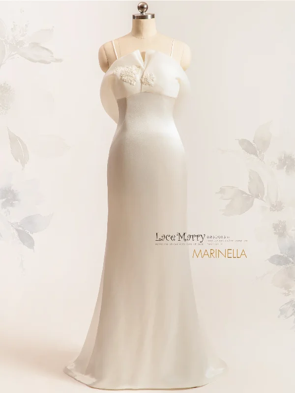 Lowest Price MARINELLA / Simple Wedding Dress with Luxurious Satin