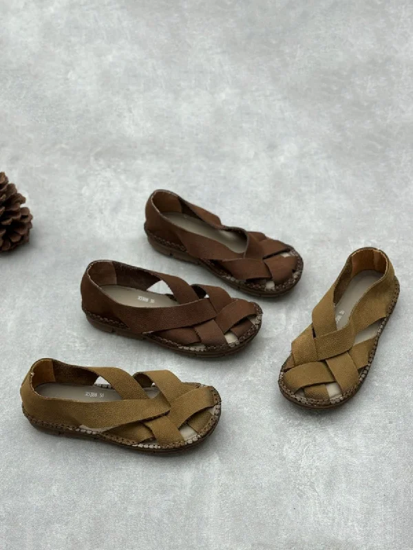Stock Up and Save Women Summer Casual Leather Weaven Flat Shoes WE1020