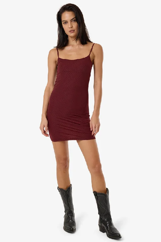 Season Finale Sale Thrills Petra Mesh Mini Dress Dark Cherry