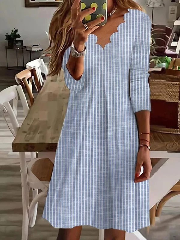 Quick Sale V Neck Casual Knitted Regular Fit Dress  WC81