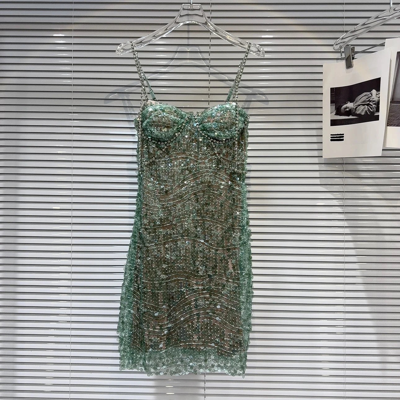 Unmissable Offer Embellished Green Bustier Dress