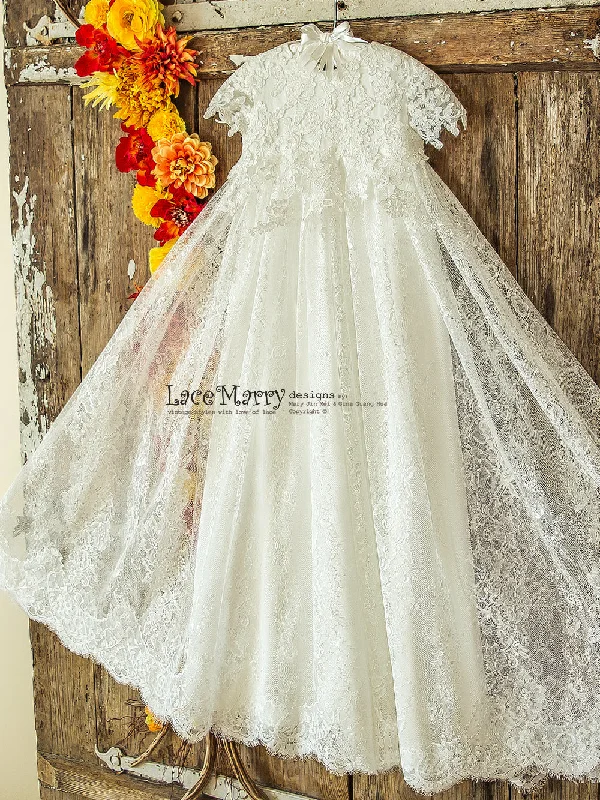 Best Seller Unique Lace Flower Girl Dress with Small Sleeves