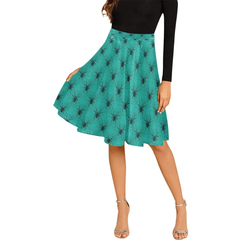 Final Markdown Black Spider Pleated Midi Skirt