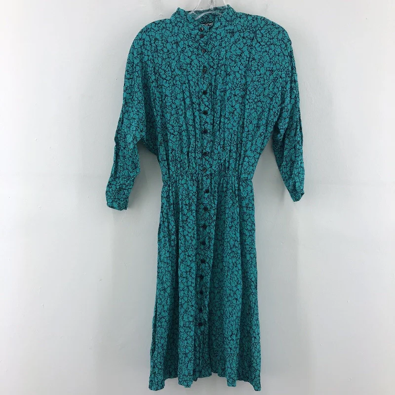 Weekend Flash Sale VTG USA Laine Blue Static Design Button Up LS A-Line Midi Dress Women Size 7/8 Weekend Flash Sale VTG USA Laine Blue Static Design Button Up LS A-Line Midi Dress Women Size 7/8