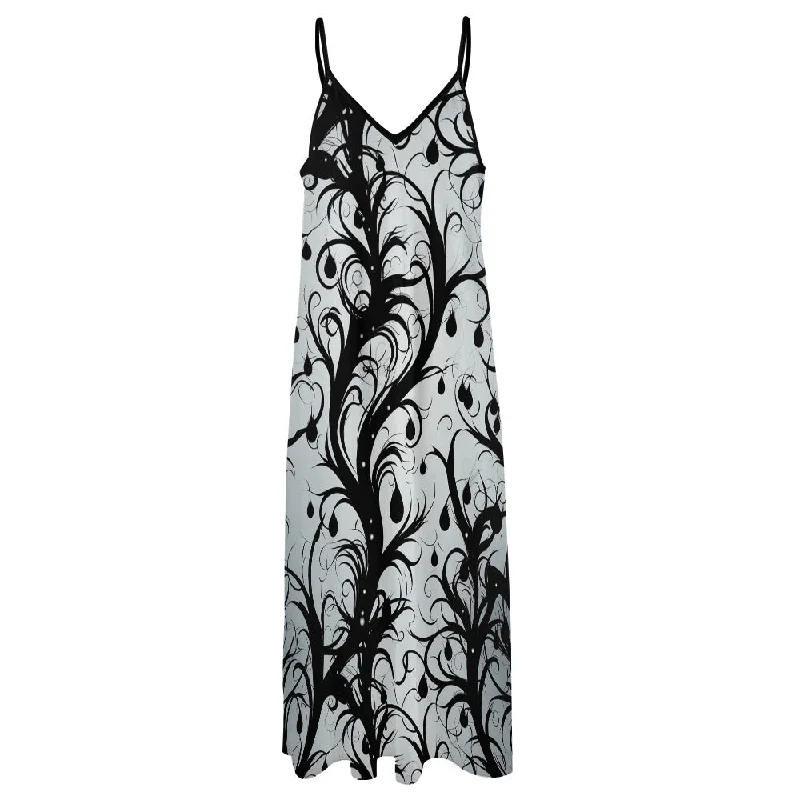 Exclusive Preview Dark Vines Sling Ankle Long Dress