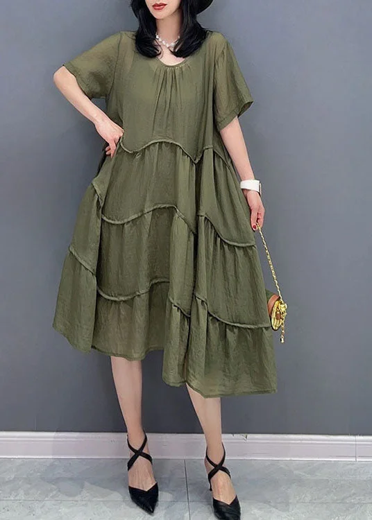 Loyalty Reward Green Patchwork Cotton 2 Piece Outfit Dress O-Neck Wrinkled Summer LC0328 Loyalty Reward Green Patchwork Cotton 2 Piece Outfit Dress O-Neck Wrinkled Summer LC0328