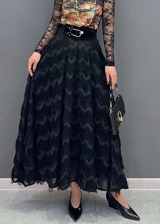 Holiday Sale Black High Waist Maxi Skirt Spring LC0310