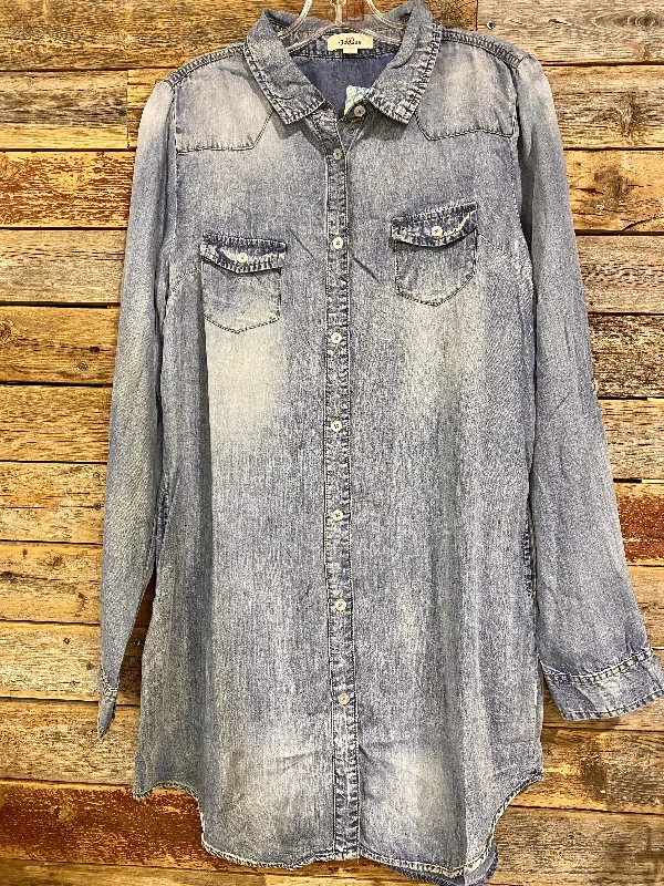 Crazy Deals Long Sleeve Denim Dress Tunic