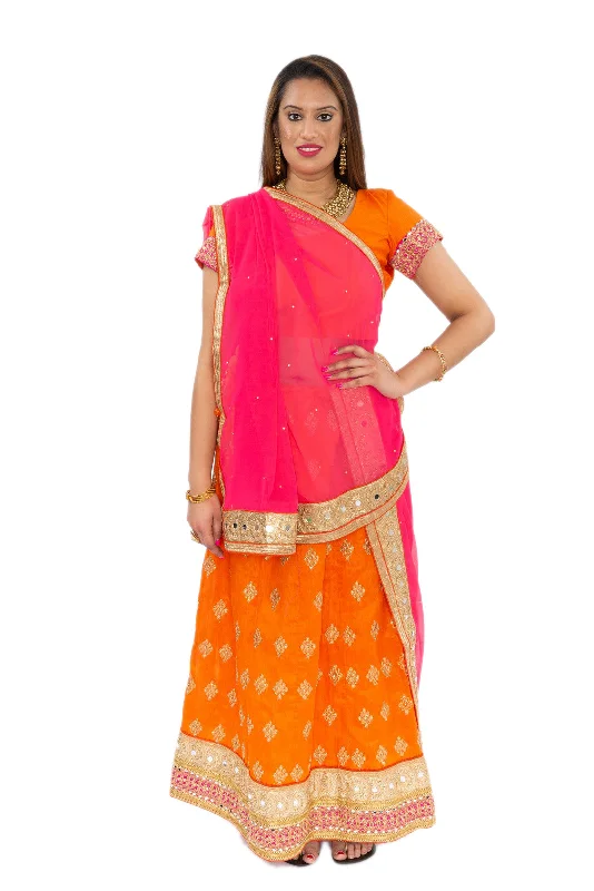 Extra Savings Plush Orange and Pink Lehenga -SNT11075