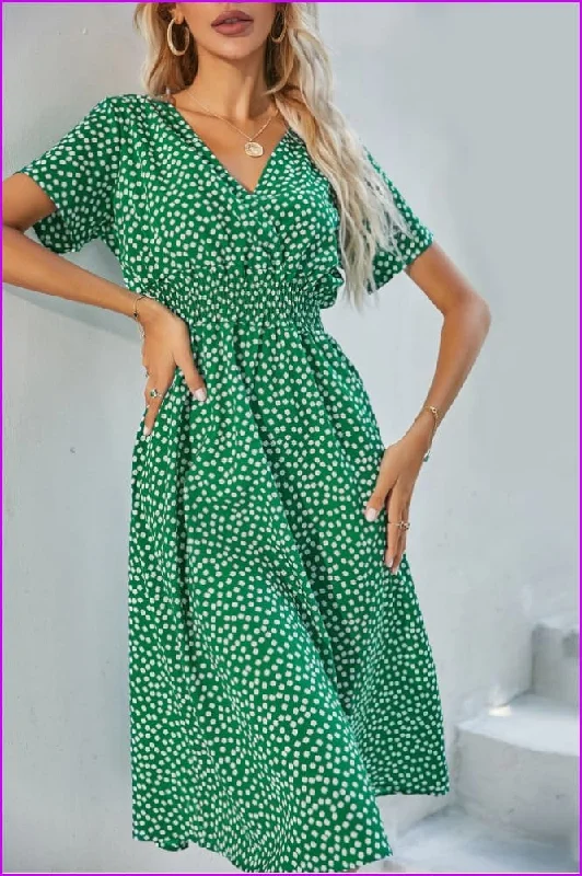 New Deals Summer Polka Dots Short Sleeve Dress