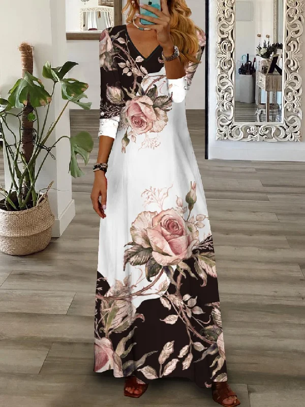 Exclusive Preview Women Maxi Dress Floral V Neck Pink Green Blue Yellow Casual AT1004 Exclusive Preview Women Maxi Dress Floral V Neck Pink Green Blue Yellow Casual AT1004