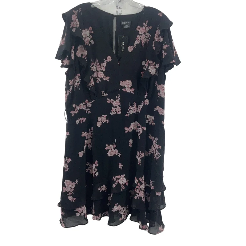 Deal Zone City Chic Plus Size 18 Midi Blouson Floral Women's Flutter Dress Black/Pink NWT Deal Zone City Chic Plus Size 18 Midi Blouson Floral Women's Flutter Dress Black/Pink NWT