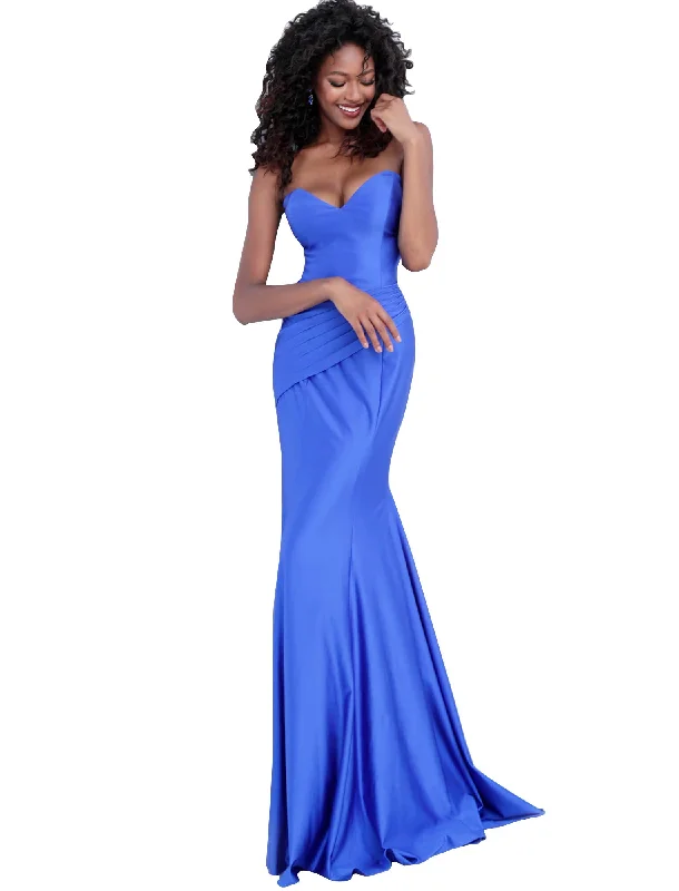 Early Access Jovani Royal Strapless Pleated Waist Prom Dress