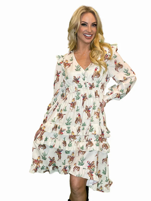 Special Price Cowboy Button Down Ruffle Dress