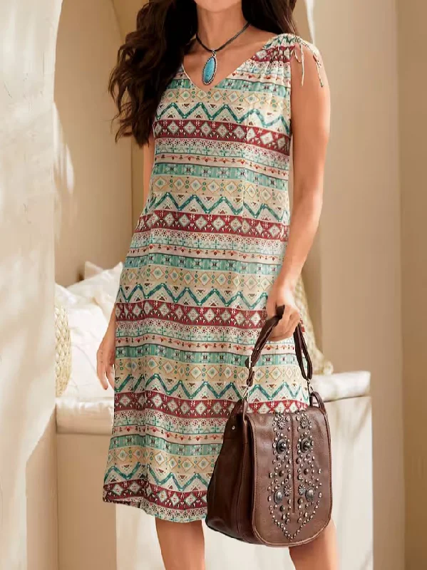 Special Savings Loose Ethnic Boho Crew Neck Dress AA43