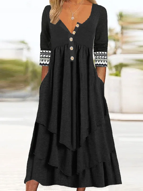 Members Only Plain Regular Fit V Neck Dress QMN15