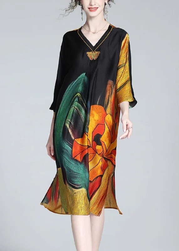 Crazy Deals Art Embroideried Print Side Open Maxi Dress AC3019
