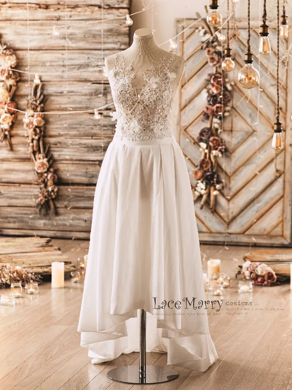 Now or Never NORAH / Two Piece Wedding Dress Set from Lightly Beaded Transparent Crop Top Now or Never NORAH / Two Piece Wedding Dress Set from Lightly Beaded Transparent Crop Top