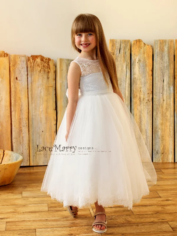 Limited Availability LANA / Boho Lace Flower Girl Dress with Chantilly Lace