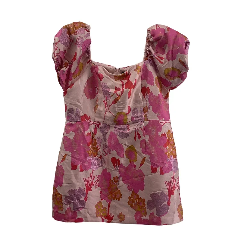 Midnight Sale Lulu's Pink A-Line Puff Sleeve Dress 2XL Women's Floral Print Preowned Short Midnight Sale Lulu's Pink A-Line Puff Sleeve Dress 2XL Women's Floral Print Preowned Short