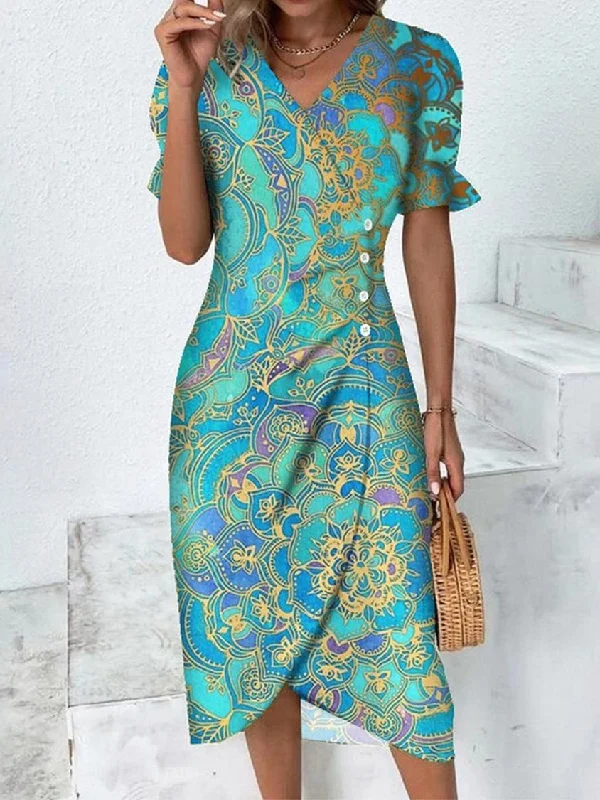 While Supplies Last Ethnic V Neck Elegant Dress AA46