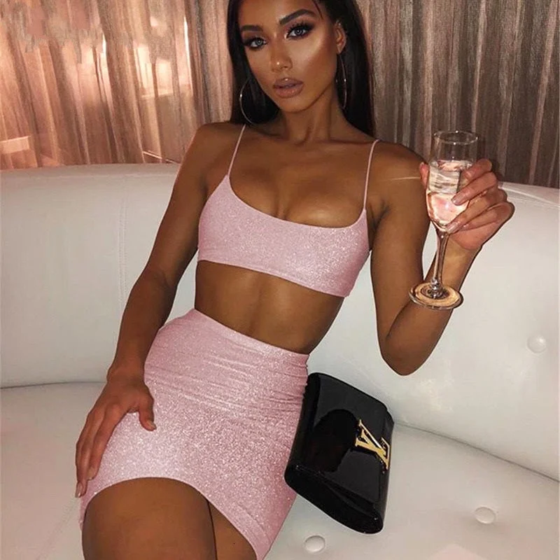Blowout Deals Women's Summer Elastic Cotton Two-Piece Mini Dress