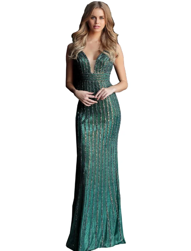 Fantastic Offers Jovani Green Beaded Plunging Neckline Prom Dress