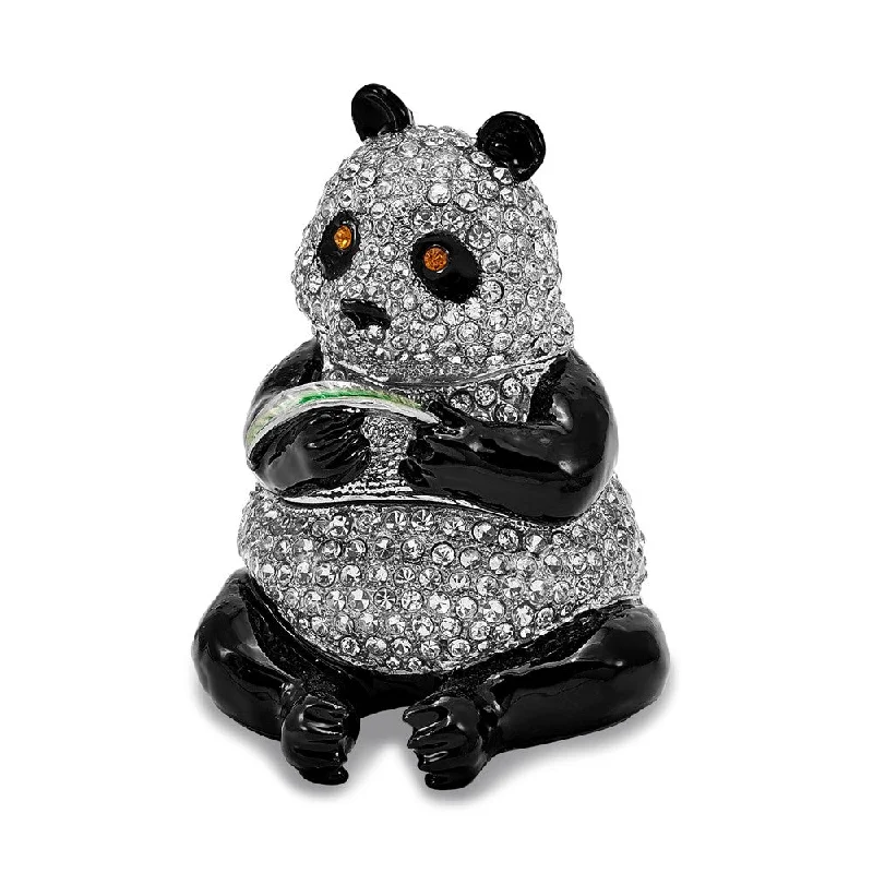 Fantastic Deals Bejeweled Panda w/Leaf Trinket Box with Charm Pendant
