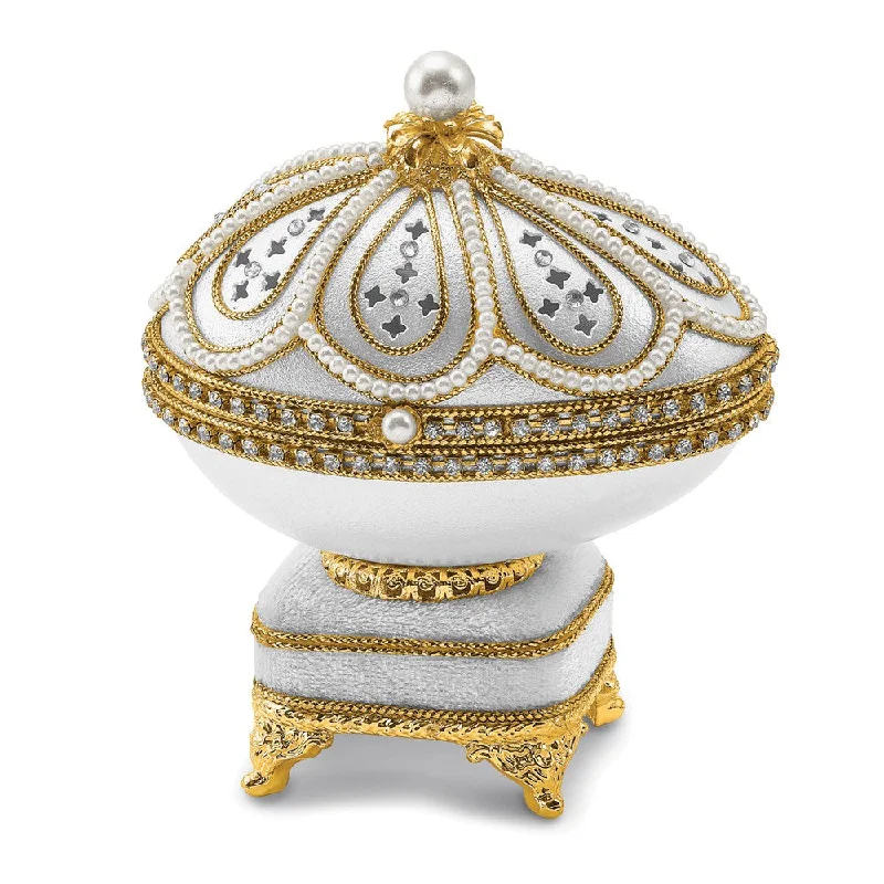 Price Blitz Lux by Jere Authentic Goose Egg "Golden Glitz" Crystal Musical Ring Box