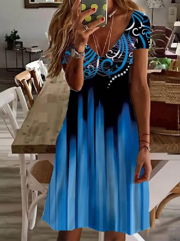 Lowest Price Fit Casual Ethnic V Neck Dress  QM87